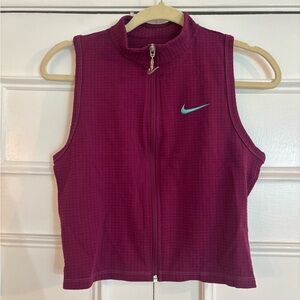 Nike Magenta Purple Full Zip Fitted Crop Sleeveless Top size Medium